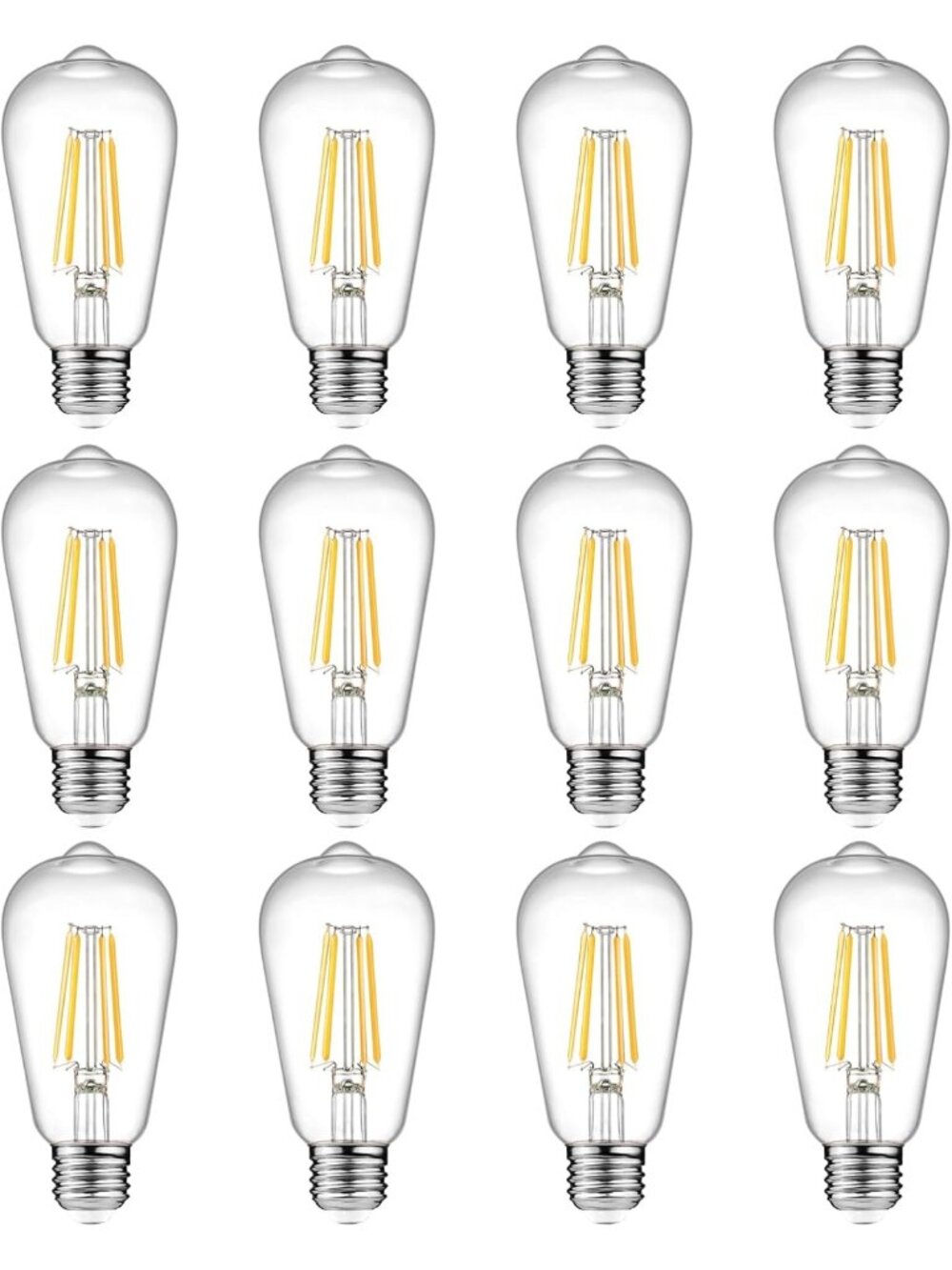 12-Pack Vintage LED Edison Bulbs, 60W Equivalent, Warm White 2700K, Antique